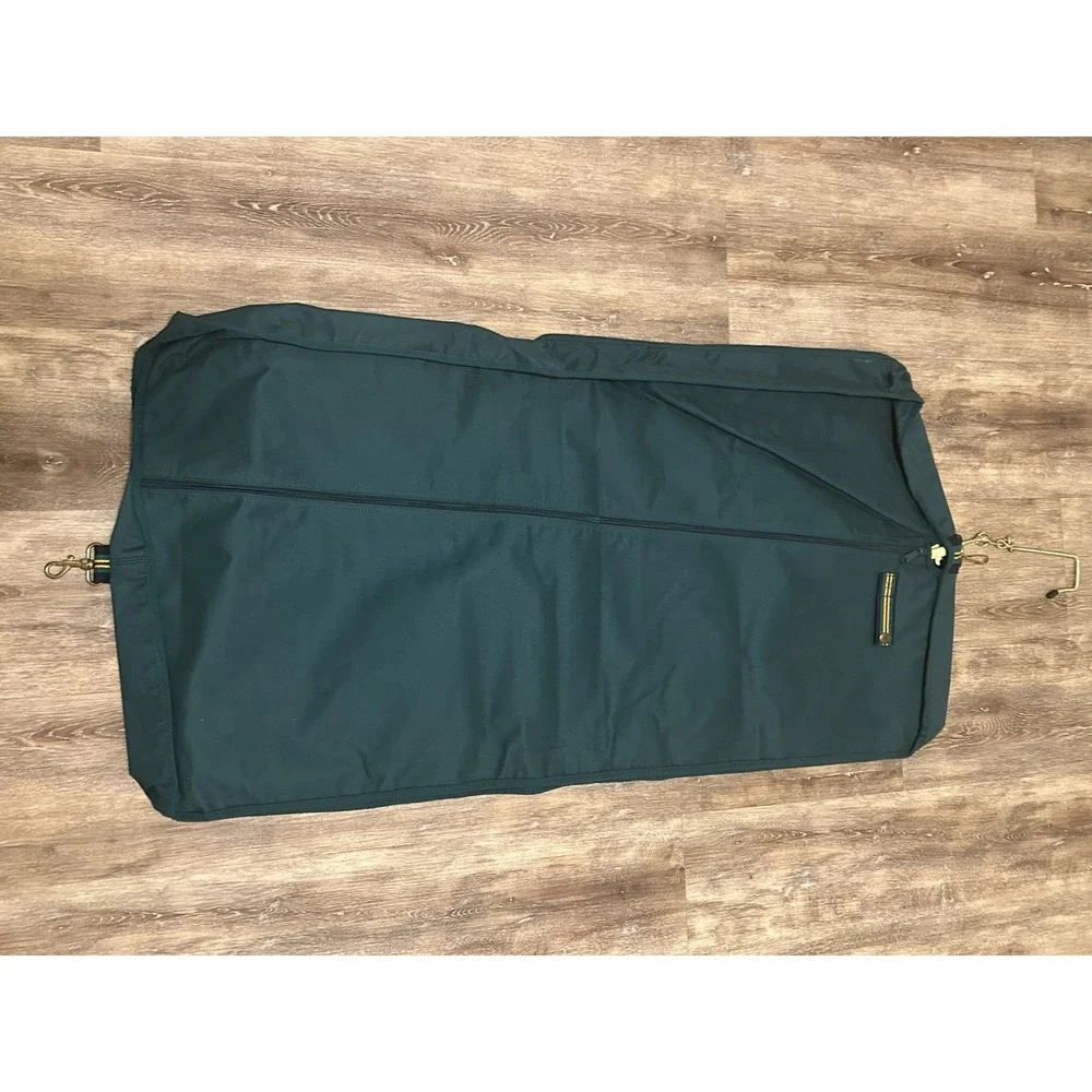 VTG Polo Ralph Lauren Green Hanging Garnet Bag Brown Stripe Logo 90s Canvas